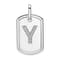 Rhodium Over 14k White Gold Diamond Initial Y Dog Tag Charm
