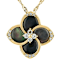 Black Mother-Of-Pearl And White Zircon Clover Pendant Necklace In 18K
Gold Over Sterling Silver 0.16ctw