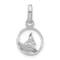 Rhodium Over Sterling Silver Whale and Dolphin Tail Circle Pendant