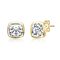 Cushion-Cut CZ Bezel Stud Earrings In 14K Gold Over Sterling Silver