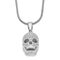 Rhodium Over Sterling Silver Cubic Zirconia Polished Skull Necklace