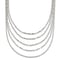 Sterling Silver 5 Strand Fancy Flat Link Necklace