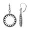 Pewter/Silver Tone Clear Crystal Circle Drop Earrings