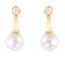 White Cultured Freshwater Pearl 14k Yellow Gold Earrings 7-7.5mm