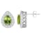 8x5mm Pear Shape Peridot And White Topaz Accent Rhodium Over Sterling
Silver Halo Stud Earrings