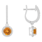6mm Round Citrine 1/3 ctw Diamond Rhodium Over Sterling Silver Halo
Dangle Earrings