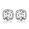 Princess-Cut CZ Halo Stud Earrings In Sterling Silver