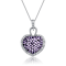 Pink CZ Pave Heart Pendant Necklace In Sterling Silver