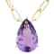 Amethyst Pear Paperclip Solitaire Necklace In 18K Gold Over Sterling
Silver 3.12ct