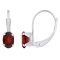 6x4mm Oval Garnet Rhodium Over 10k White Gold Drop Earrings