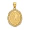 14k Yellow Gold Solid Satin, Polished and Textured Libra Zodiac Oval Pendant