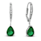 Emerald Color CZ Teardrop Drop Earrings In Sterling Silver