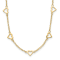 14K Yellow Gold Polished Open Hearts on Heart Link 17-Station Necklace