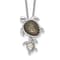 Rhodium Over Sterling Silver Abalone and Mother of Pearl Turtle Necklace