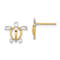 14K Yellow Gold and Rhodium Over 14K yellow Gold Sea Turtle Stud Earrings