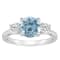 8mm Round Sky Blue Topaz And White Topaz Rhodium Over Sterling Silver
3-Stone Ring
