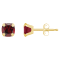 5mm Cushion Garnet 10k Yellow Gold Stud Earrings