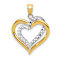 14k Two-tone Gold  Polished and Diamond-Cut Intertwined Hearts Pendant