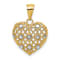 14k Yellow Gold and Rhodium Over 14k Yellow Gold Textured Diamond Heart Pendant