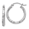 Rhodium Over Sterling Silver Satin Diamond-cut 2.5x20mm Twisted Hoop Earrings