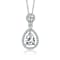 Pear Shape CZ Halo Drop Necklace In Sterling Silver
