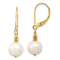 14K Yellow Gold 8-9mm Near Round White Freshwater Cultured Pearl
Leverback Earrings