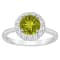 7mm Round Peridot And White Topaz Accents Rhodium Over Sterling Silver
Halo Ring