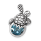 Rhodium Over Sterling Silver Crystal Hatching Turtle Slide Pendant