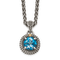 Sterling Silver Antiqued with 14K Accent Blue Topaz Necklace