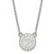 Rhodium Over Sterling Silver MLB LogoArt Texas Rangers Pendant Necklace