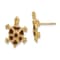 14K Yellow Gold Textured Brown Enamel Tortoise Stud Earrings