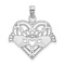 Rhodium Over 14k White Gold Polished and Textured Beaded Claddagh In
Heart Charm
