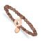 Rose Stainless Steel Polished Hamsa Brown Jade Stretch Bracelet