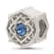 Sterling Silver Brushed and Polished Crystal Blue Bead