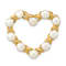 14K Yellow Gold 4-5mm Button White Freshwater Cultured Pearl Heart Brooch