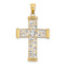 14K Two-tone Gold  Diamond-Cut and Cut-Out Cross Charm