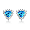 Blue Topaz Color CZ Triangle Stud Earrings In Sterling Silver