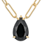 Black Spinel Station Paperclip Necklace In 18K Gold Over Sterling Silver 4.20ct