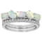 Opal And Zircon Stackable Ring Set In Sterling Silver 1.09ctw