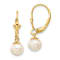 14K Yellow Gold 6-7mm White Round Freshwater Cultured Pearl Leverback Earrings