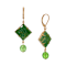 Square Semi-Precious & Round Bead Drop Earrings