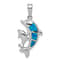 Rhodium Over Sterling Silver Blue Inlay Lab Created Opal Dolphin Pendant