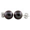 7-7.5mm Black Cultured Freshwater Pearl Sterling Silver Stud Earrings