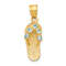 14k Yellow Gold 3D Textured Cubic Zirconia March Birthstone Flip Flop Pendant