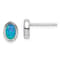 Rhodium Over Sterling Silver Polished Blue Created Opal Oval Stud Earrings