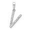Rhodium Over 14k White Gold Diamond Letter V Initial Pendant