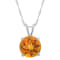 8mm Round Citrine Rhodium Over Sterling Silver Pendant With Chain