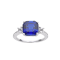 Asscher Cut Blue Lab Created Sapphire Ring with Round White Topaz
Rhodium Over Sterling Silver Ring
