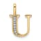14K Yellow Gold Diamond Letter U Initial Pendant