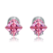 Morganite Color CZ Cross Stud Earrings In Sterling Silver